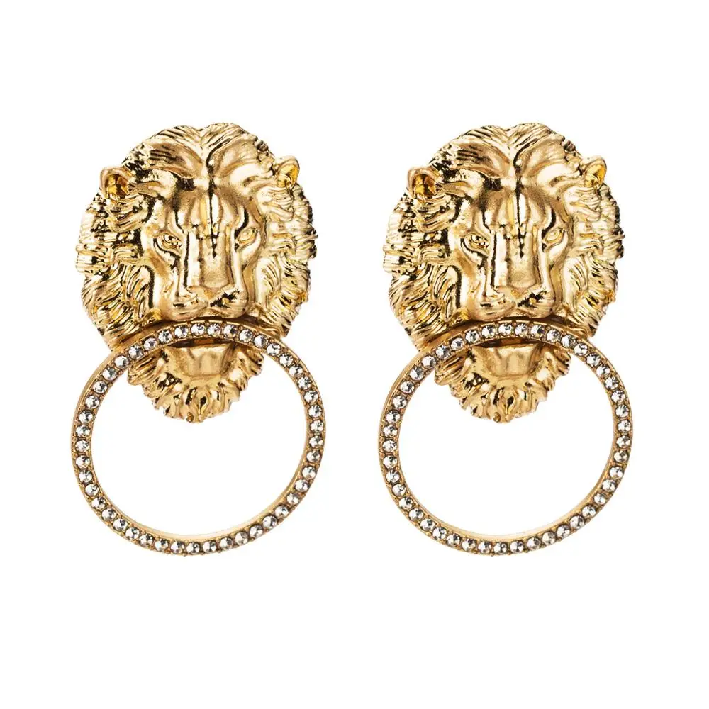 

Lion Head Dangle Drop Earrings Fashion Accessories Women Punk Jewelry AM0812