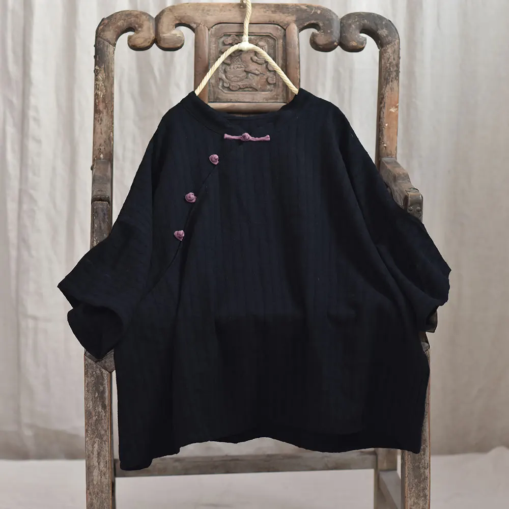 

Women Loose Cotton Linen Striped Blouse Tops Female 2020 Summer Autumn Stripes Shirt Blouses Ladies Stand Collar Shirt
