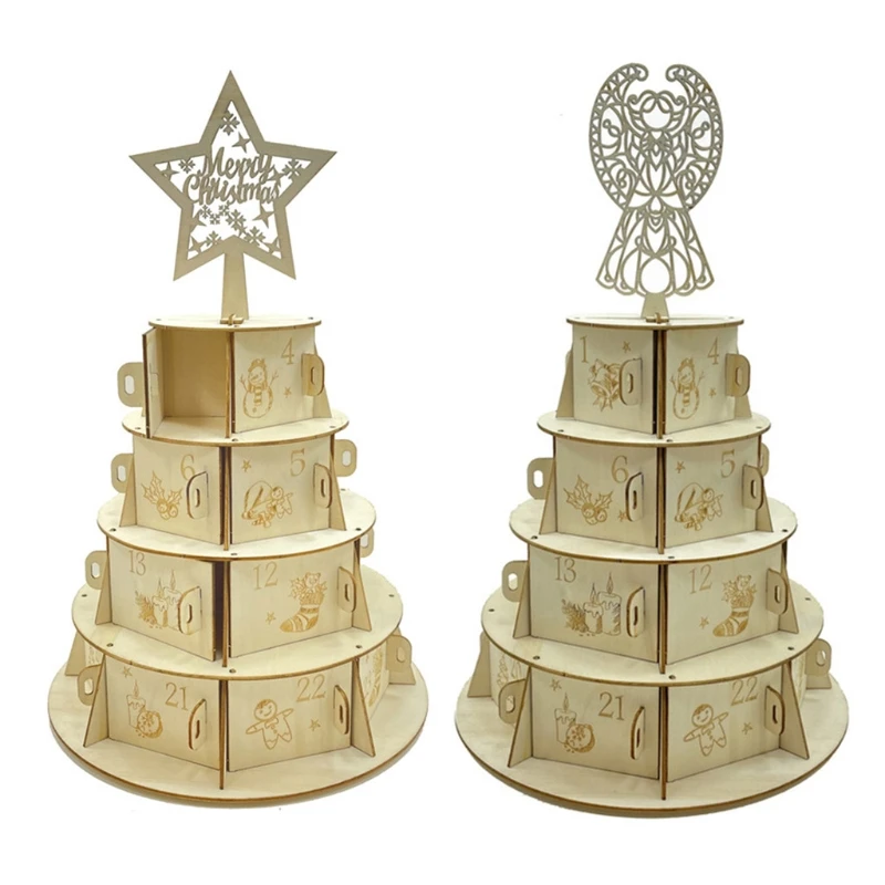 

Винтажная Деревянная Рождественская коробка для хранения, украшения, цифры, обратный отсчет, календарь, семейный домашний календарь, празд...