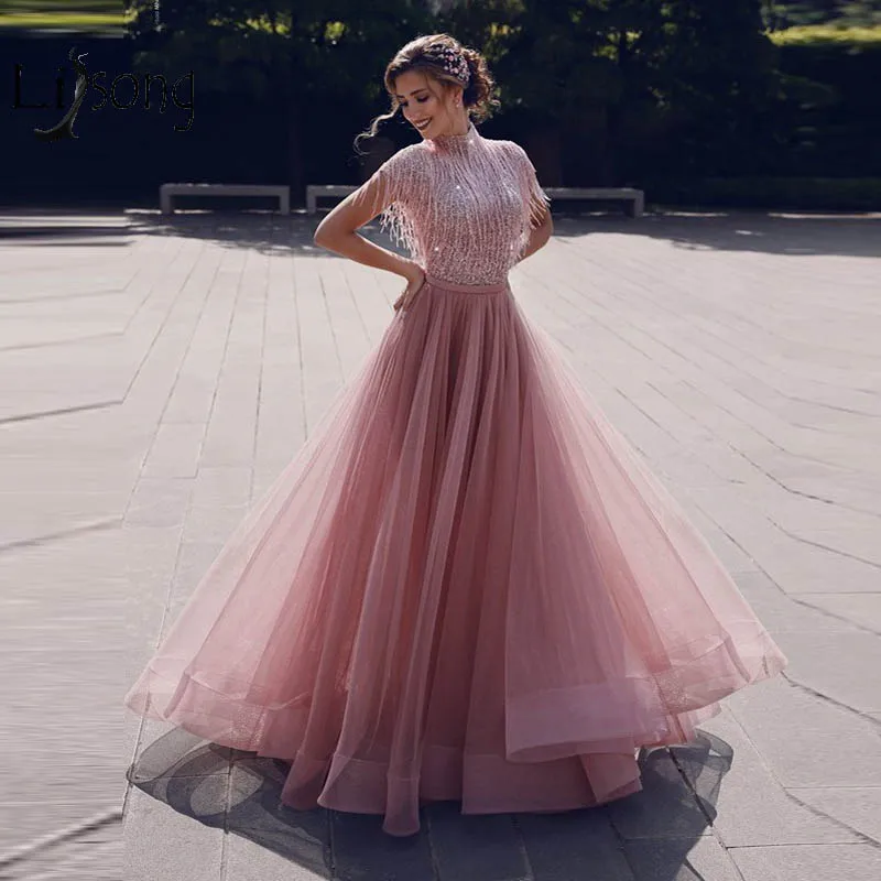 Женское вечернее платье-пачка с блестками Abendkleider Розовое Бальное