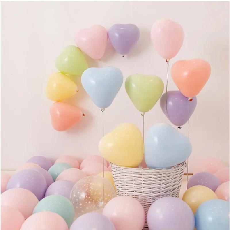 

100pcs 2.2g 12inch heart ballons Macaron Heart Latex Balloons Wedding Marriage Birthday Party Decors Inflatable Helium