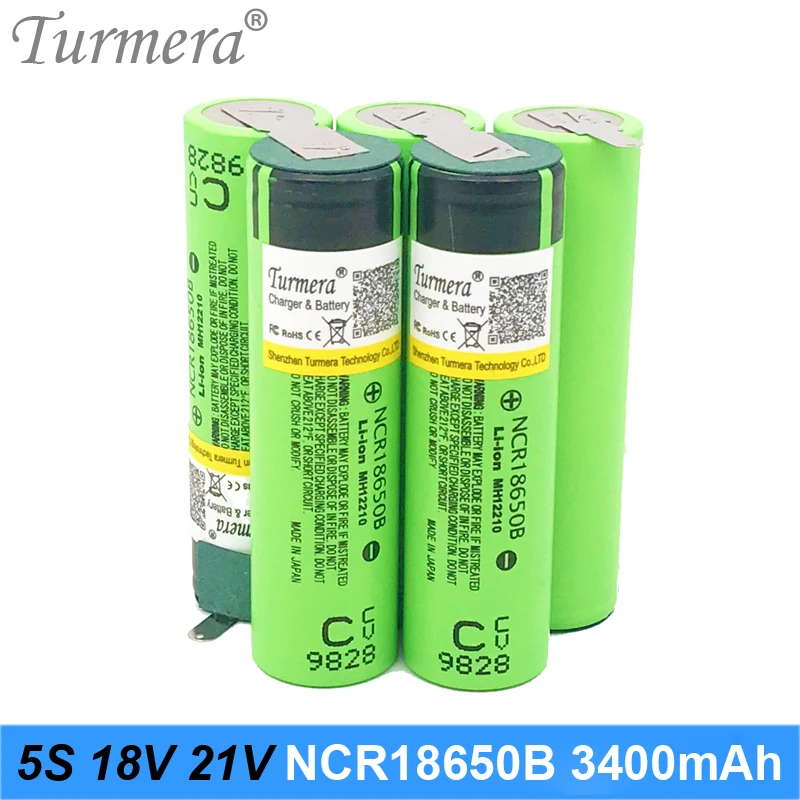 Turmera батарея 5s 18v 21v ncr18650b 3400 мА/ч сварочный припой Аккумулятор для пылесос