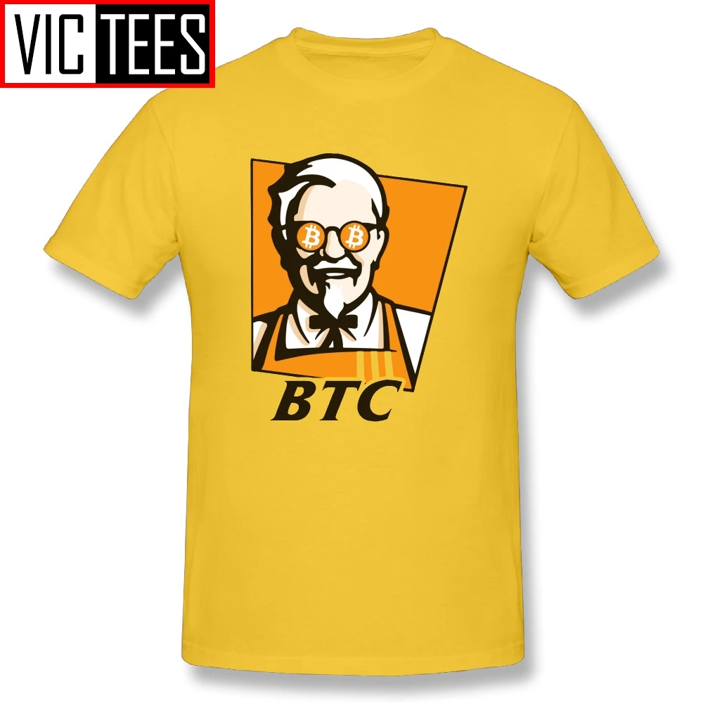 Мужские футболки Биткоин BTC рецепт Забавный KFC взрослая футболка персональная взрослая футболка принт на заказ хлопок - Цвет: Цвет: желтый
