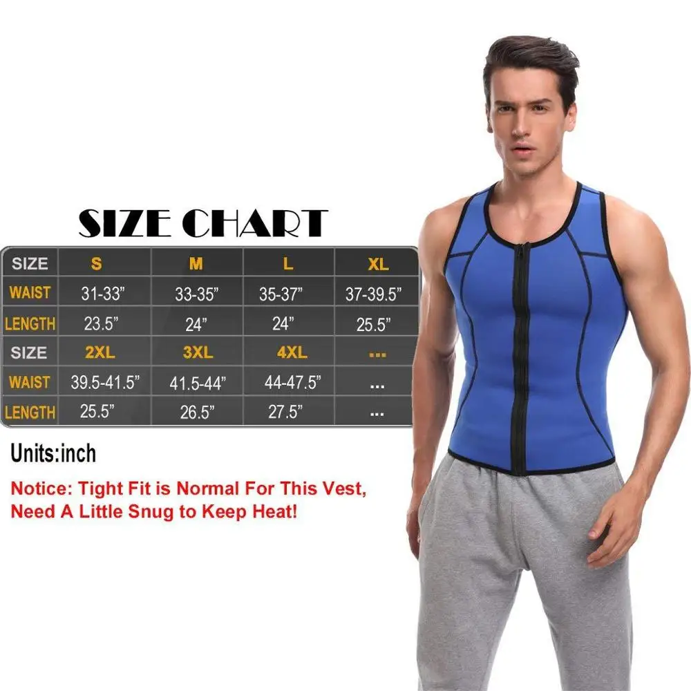 Мужская сауна жилет ультра пот Талии Тренажер молния корсет шейпер из неопрена