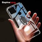 Чехол-накладка для OPPO Realme C21, C21Y, C25, C25S, C20, силикон, ТПУ, с магнитным металлическим кольцом-подставкой, прозрачные чехлы