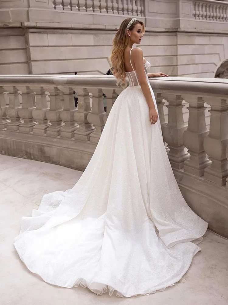 

BAZIIINGAAA Simple Wedding Dress Lace Little Beading Strapless Dress Luxury WeddingGowns Bridal Can Be Washed Bride Dresses