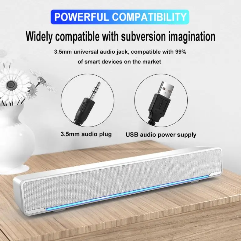 

SADA V-196 Bluetooth Strip Speaker Wireless Desktop Multi-media Sound Bar with Dual Speakers DSP and Mixing Sound