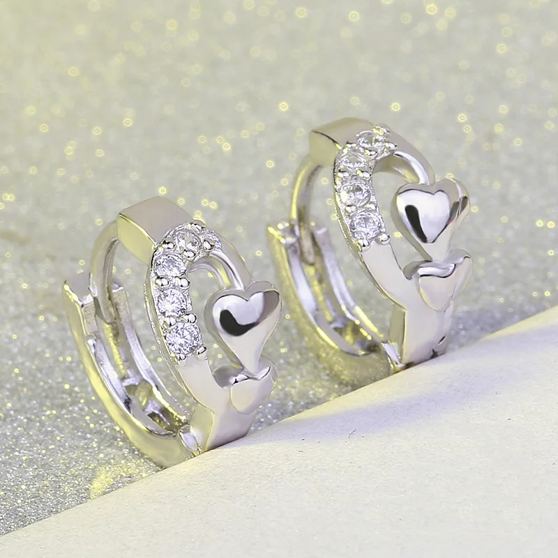 Женские серьги гвоздики с фианитом серебряного цвета|colorful stud earings|fashion earringsstud