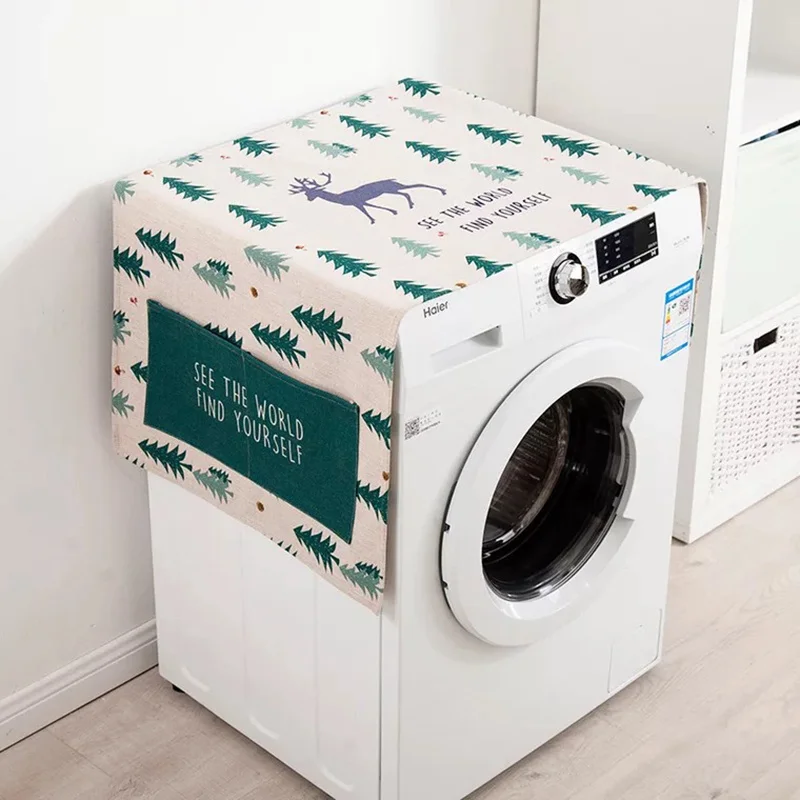 

SHZQ Forest Elk washing machine cover Automatic Drum Cloth Dust cover Single Door Refrigerator organizer Household fridge cover