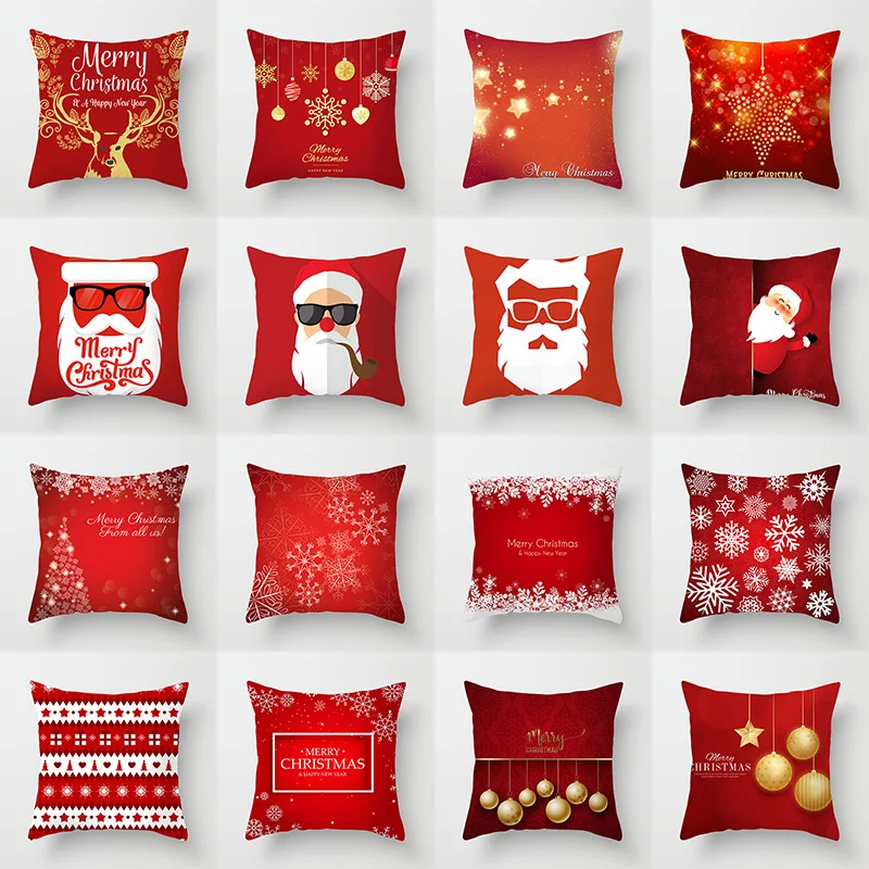 

Merry Christmas Cushion Cover Christmas Santa Claus Decorative Pillowcase Polyester Pillow Case Funda Cojin Cojines 45x45cm