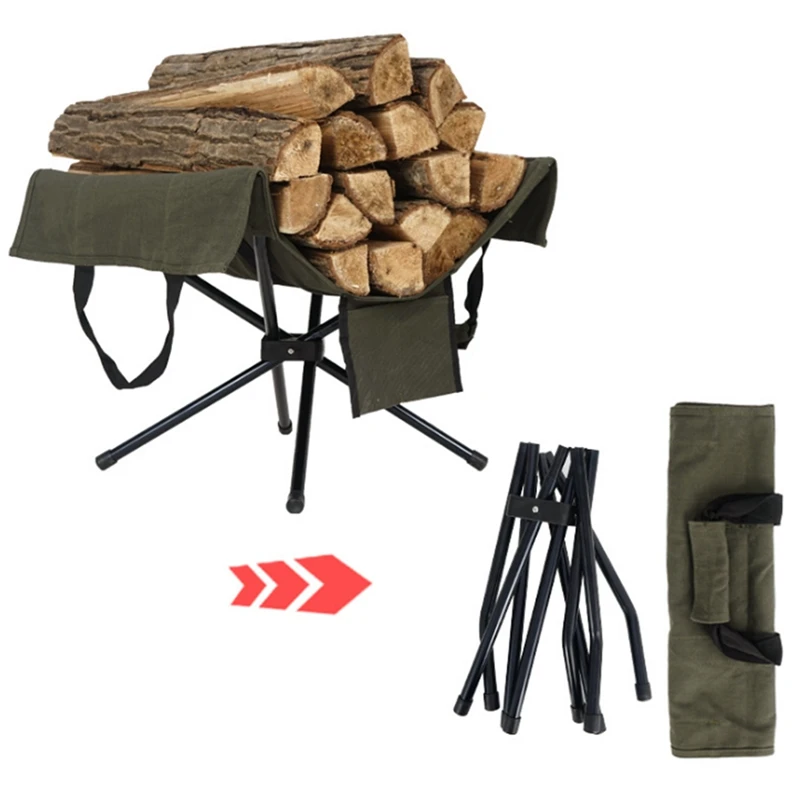 Outdoor Camping Firewood Rack Aluminum Alloy Racks Bag Storage Portable Canvas | Дом и сад