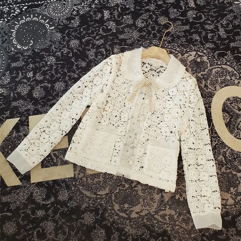 

New Arrival Runway Spring Thin Short Coat Shirt Top Women's Single Breasted High Quality Luxury Blouse