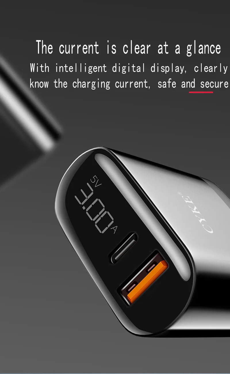 CYKE двойной USB интерфейс QC3.0 Быстрая зарядка PD18W Быстрая зарядка складное Цифровое зарядное устройство портативное универсальное зарядное устройство