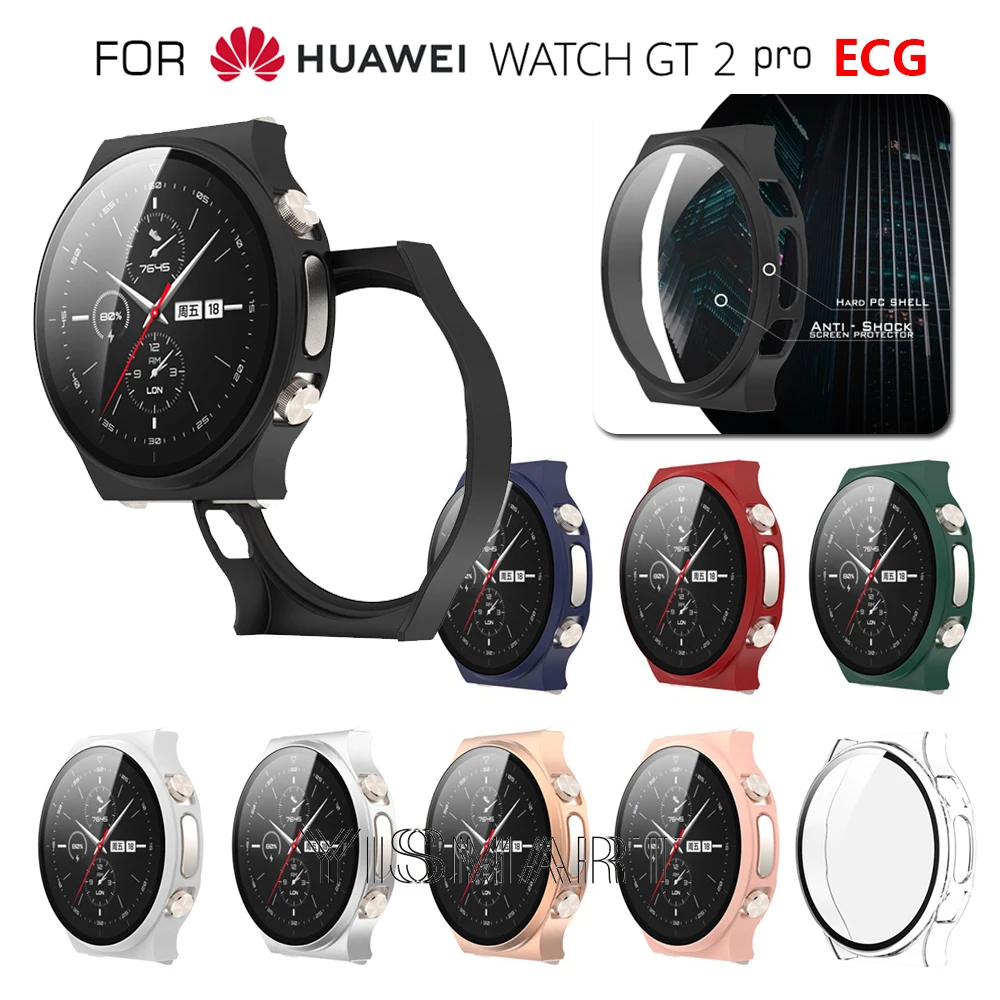 

Watch Cover Case For Huawei Watch GT2 Pro ECG Matte PC Bumper With Tempered Glass Screen Protector For GT 2 Pro ECG Accessories