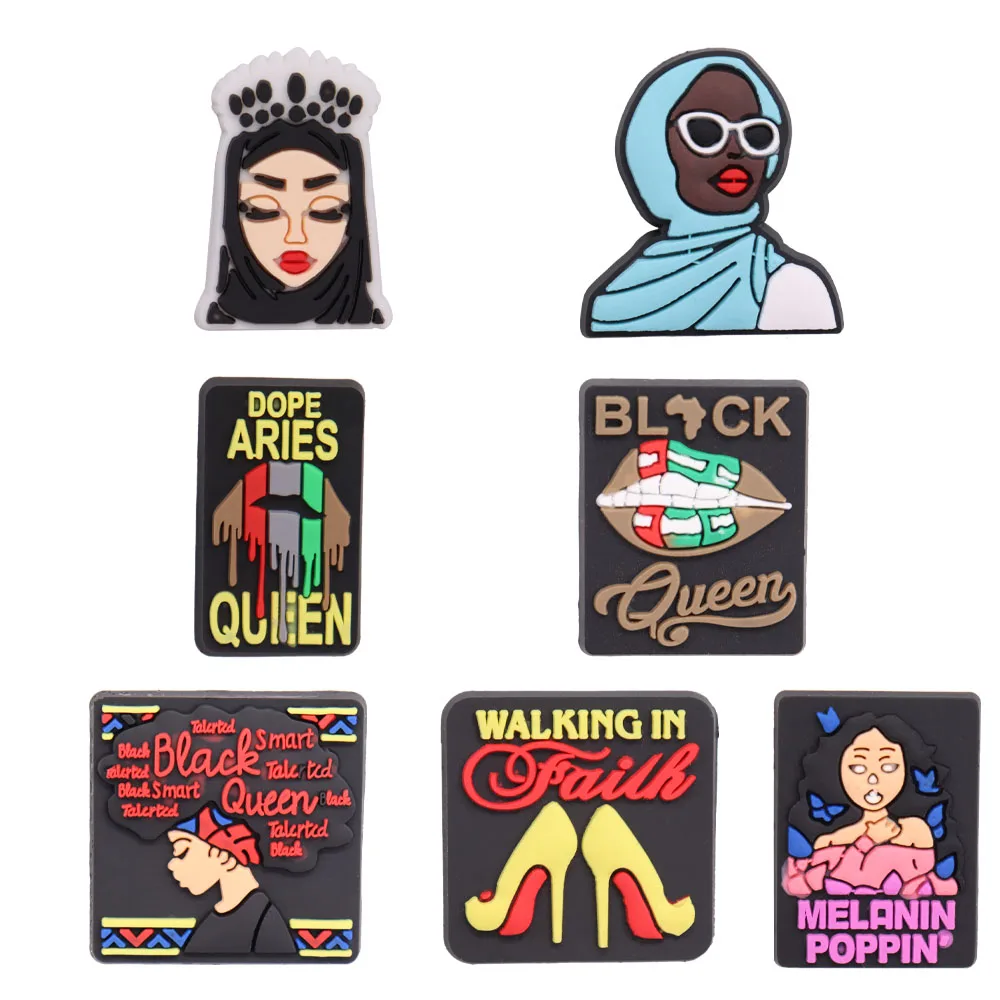 

7PCS PVC Cute Cartoon Fridge Magnetic Sticker Smart Walking In Aries Black Queen Lips Woman Melanin Poppin Refrigerator Magnets