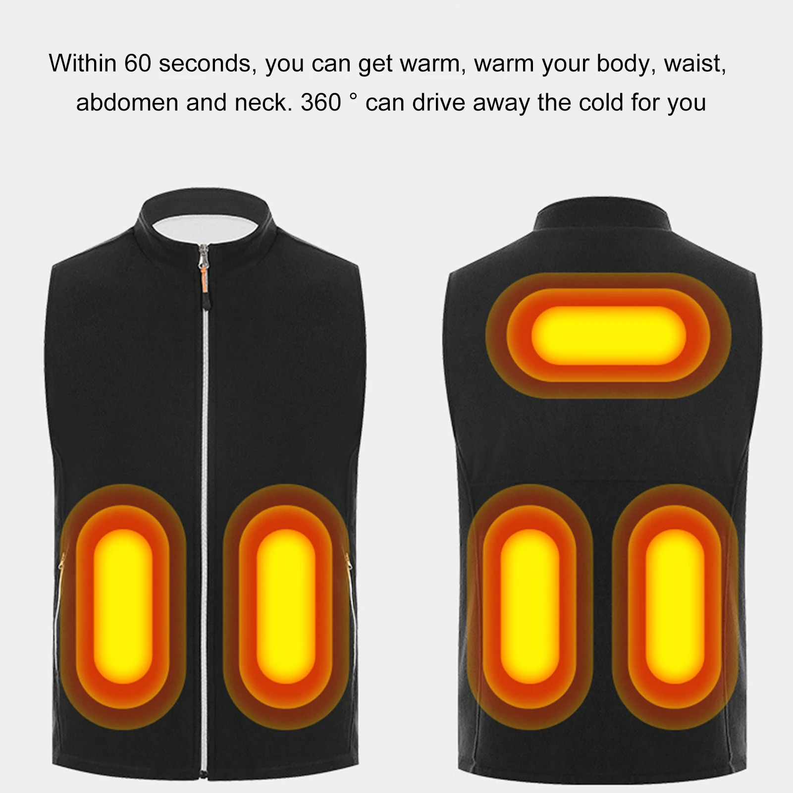 

Unisex Winter Warm Sleeveless USB Smart Heating Vest Outdoor Cold-proof Stand-up Collar V-neck Hiking Vest Jacket Waistcoat