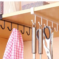 kitchen hanger iron 6 hooks metal under shelf mug cup cupboard multifunction kitchen organiser hanging rack holder