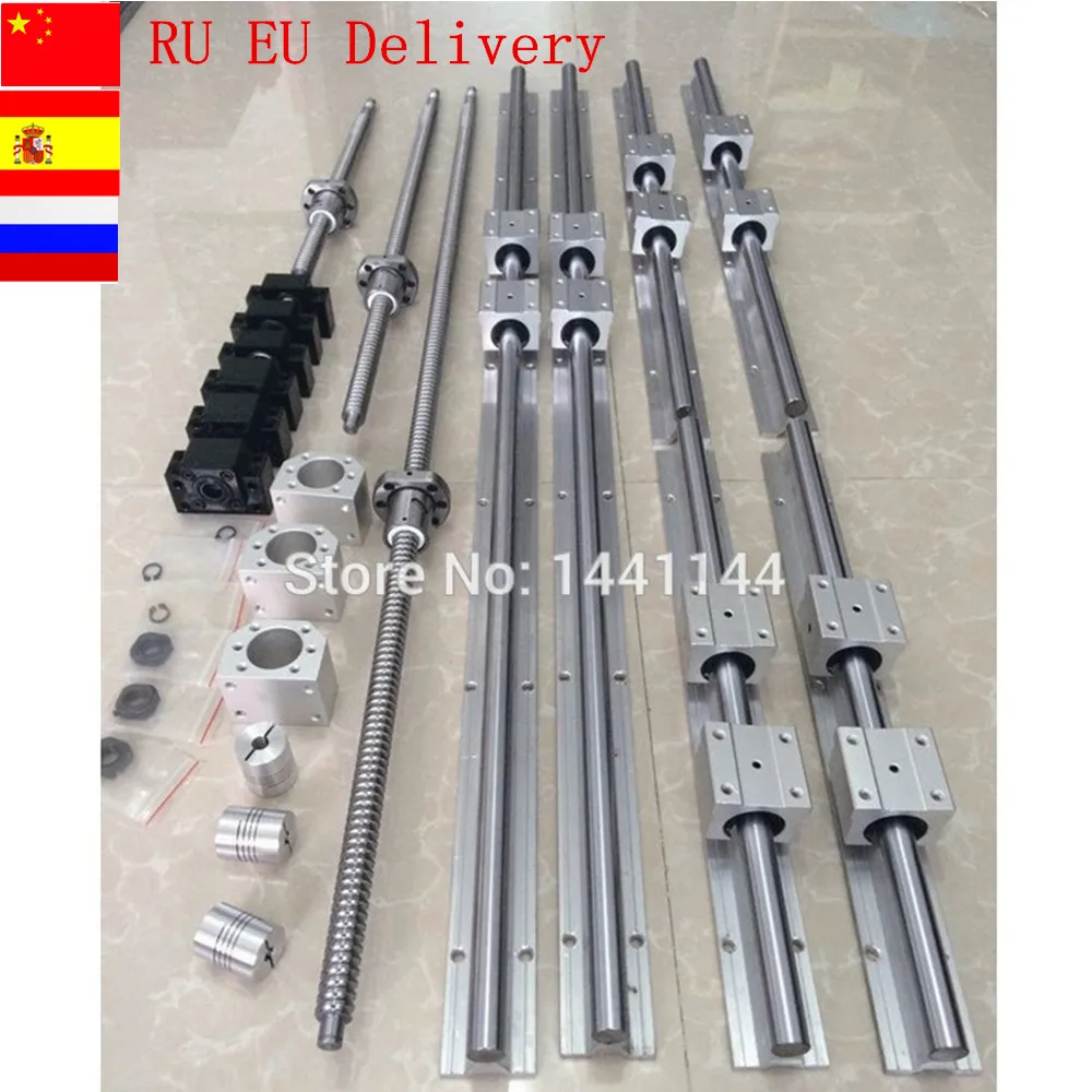 

RU EU Delivery SBR 16 linear guide Rail 6 set SBR16 -300/700/1100mm + ballscrew set SFU1605 - 350/750/1150mm + BK/BF12 CNC parts