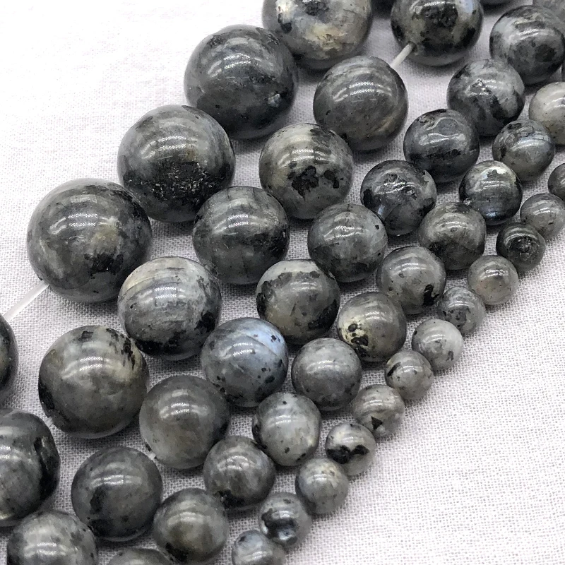 Модные черные блестящие круглые бусины 4 10 мм с искусственным драгоценным камнем