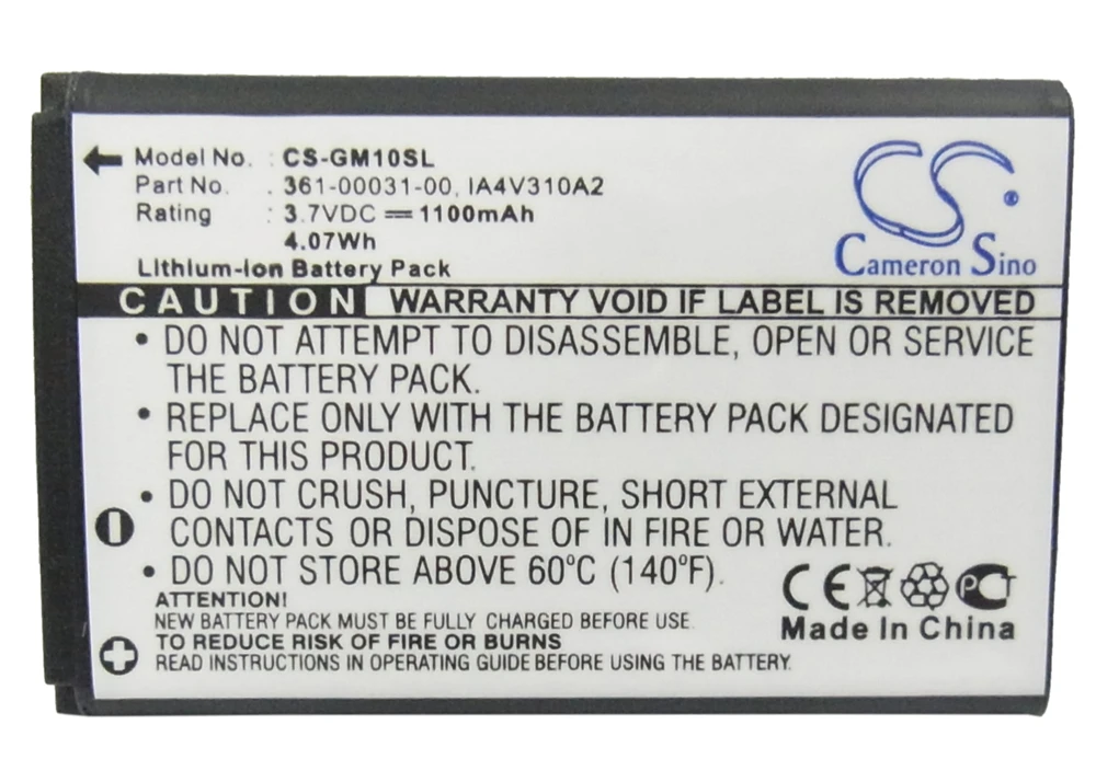 

Cameron Sino 1100mAh Battery 010-10840-00, 361-00030-00 for Garmin GPS Mobile 10, GPS Mobile 10x, GPS10, For Xplova G3