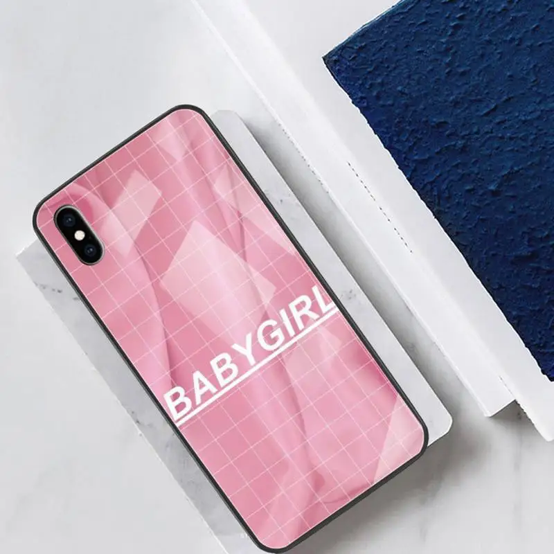 

Babe Babygirl Honey Text Art Glass Phone Case Fundas Coque for IPhone 12 11 Pro Max XR XS 7 8 Plus Cover Accessories Carcasa