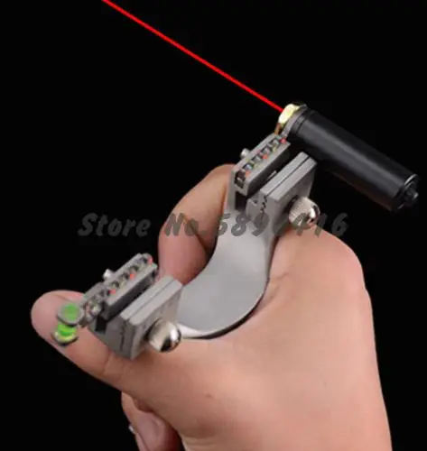 

Stainless steel laser aiming hunting slingshot spirit level bow outdoor shooting flat rubber band catapult