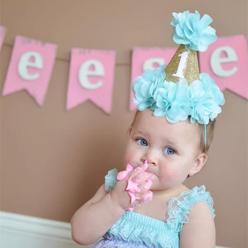 Ребенок с днем рождения девочка принцесса Корона 1 Год Вечерние подарки блеск