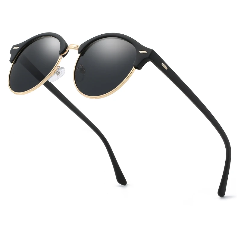 

Classic Ladies Round Polarized Sunglasses Men Brand Designer Polaroid Sun Glasses Women Metal Frame Black Lens for Men Women
