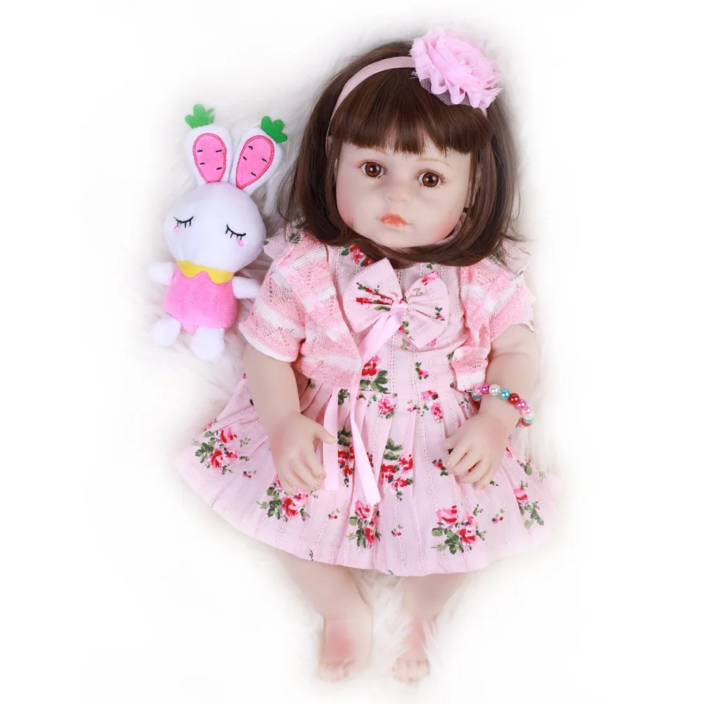 

18-inch Doll Reborn Dolls for Children Toys Toddler Lifelike Full Body Silicone Cute Pink Girl Baby Doll with Clothes