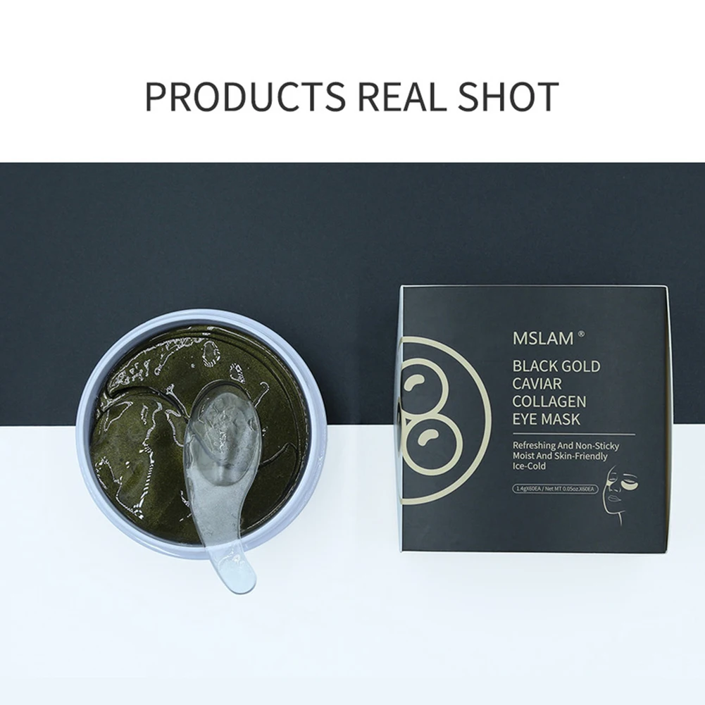 

30pairs Black Gold Caviar Smooth Eye Film Crystal Collagen Gel Mask Eye Skin Care Remove Dark Moisturizing Eye Mask