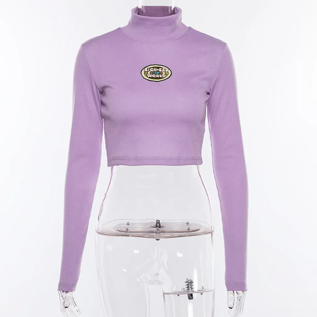 Новинка Осенние Пуловеры Свитера с длинным рукавом Вышивкой Букв водолазка