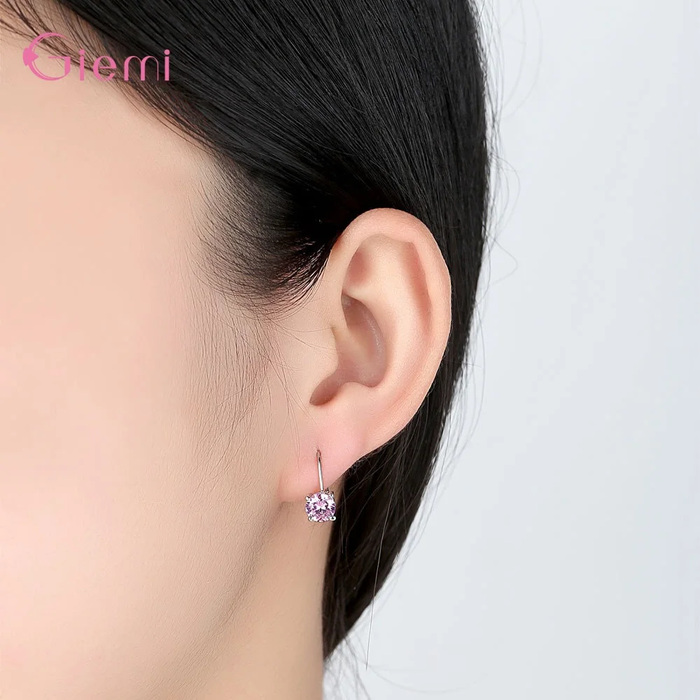 Простые Модные серьги из стерлингового серебра 925 пробы крюк циркония стразы