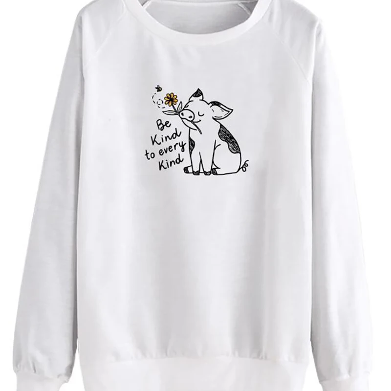 

White Funny Pattern Print Girl Women Sweatshirt 2020 Autumn New Loose Fashion Girl Casual Long-Sleeved Hoodie Womens Korean Tops
