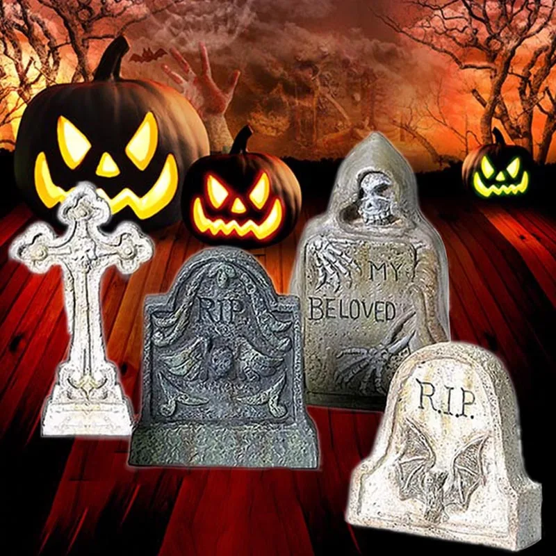 

4 шт./компл. Хэллоуин жуткая надгробная перекрестная декорация из смолы с привидениями наружный внутренний сад бар реквизит