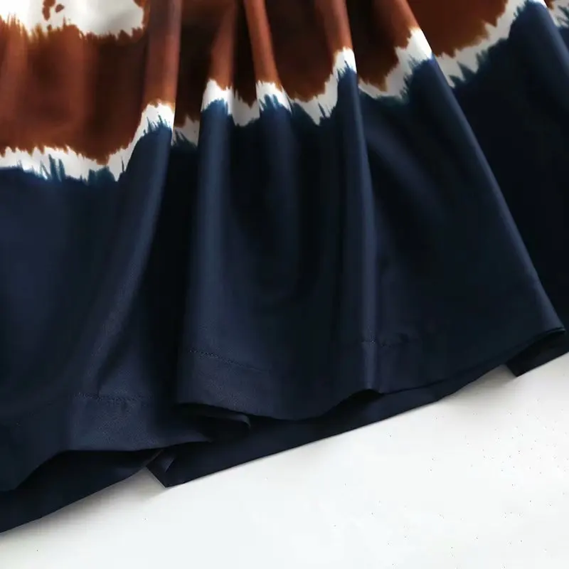 

KBAT Skirt Women 2021 Fashion Tie Dye Loose Long Skirts Elegant Midi Woman Clothing High-Waisted Summer Pleated Skirt