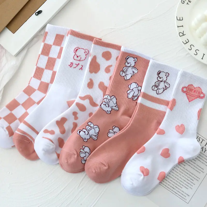 

Носки для девочек 4 пары/Лот с героями мультфильмов, милые хлопковые женские носки, повседневные носки с героями мультфильмов, милые забавны...
