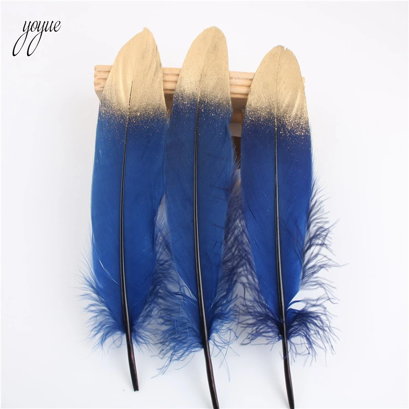 Оптовая продажа 20 шт./лот золотые гусиные перья поделки сделай сам аксессуары для