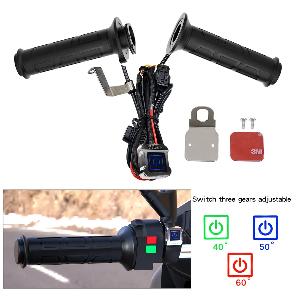 

Motorcycle Handlebar Electric Hot Heated Grips Handle with Independent Switch Three-level Thermostat Motorbike Hot Handlebar