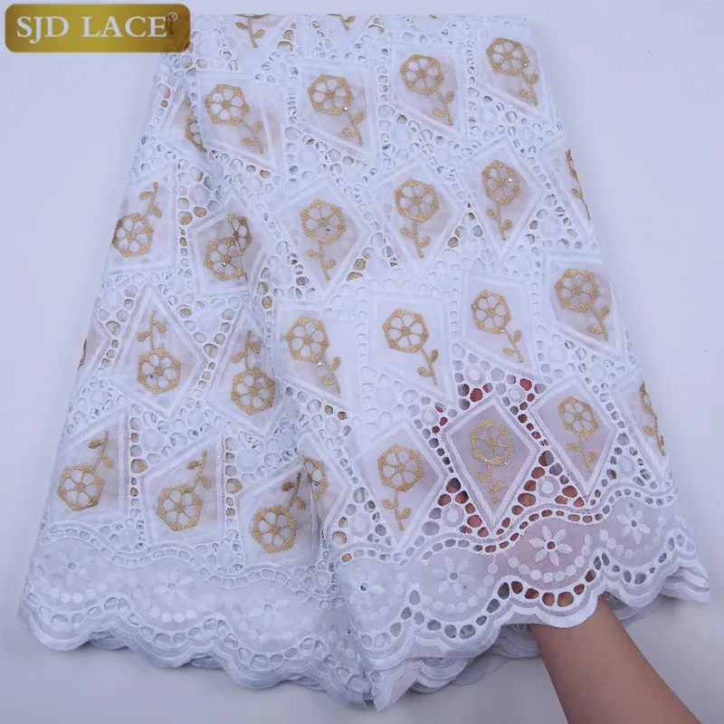 Кружевная нигерийская Африканская Хлопковая кружевная ткань SJD