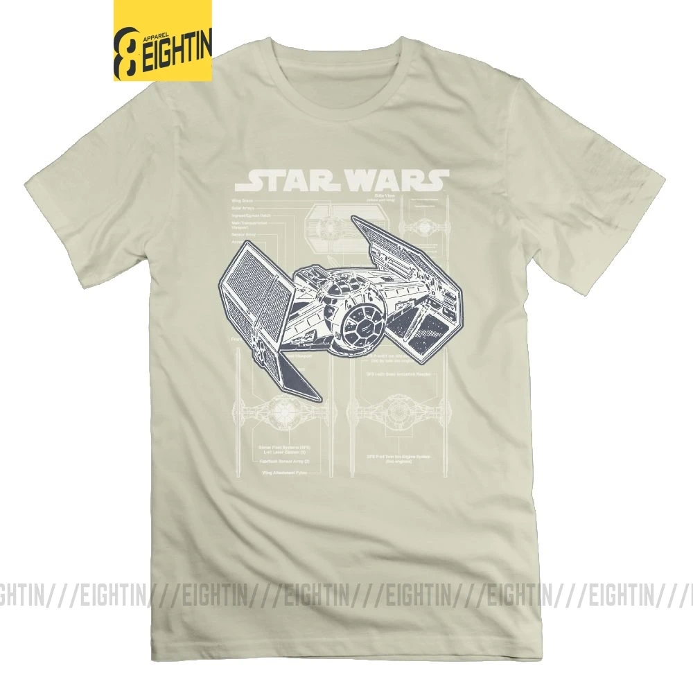 Звездные войны Дарт вейдерс Tie Fighter футболка круглый воротник Топы Футболка короткий рукав тройники хлопок винтажные мужские принты - Цвет: Бежевый
