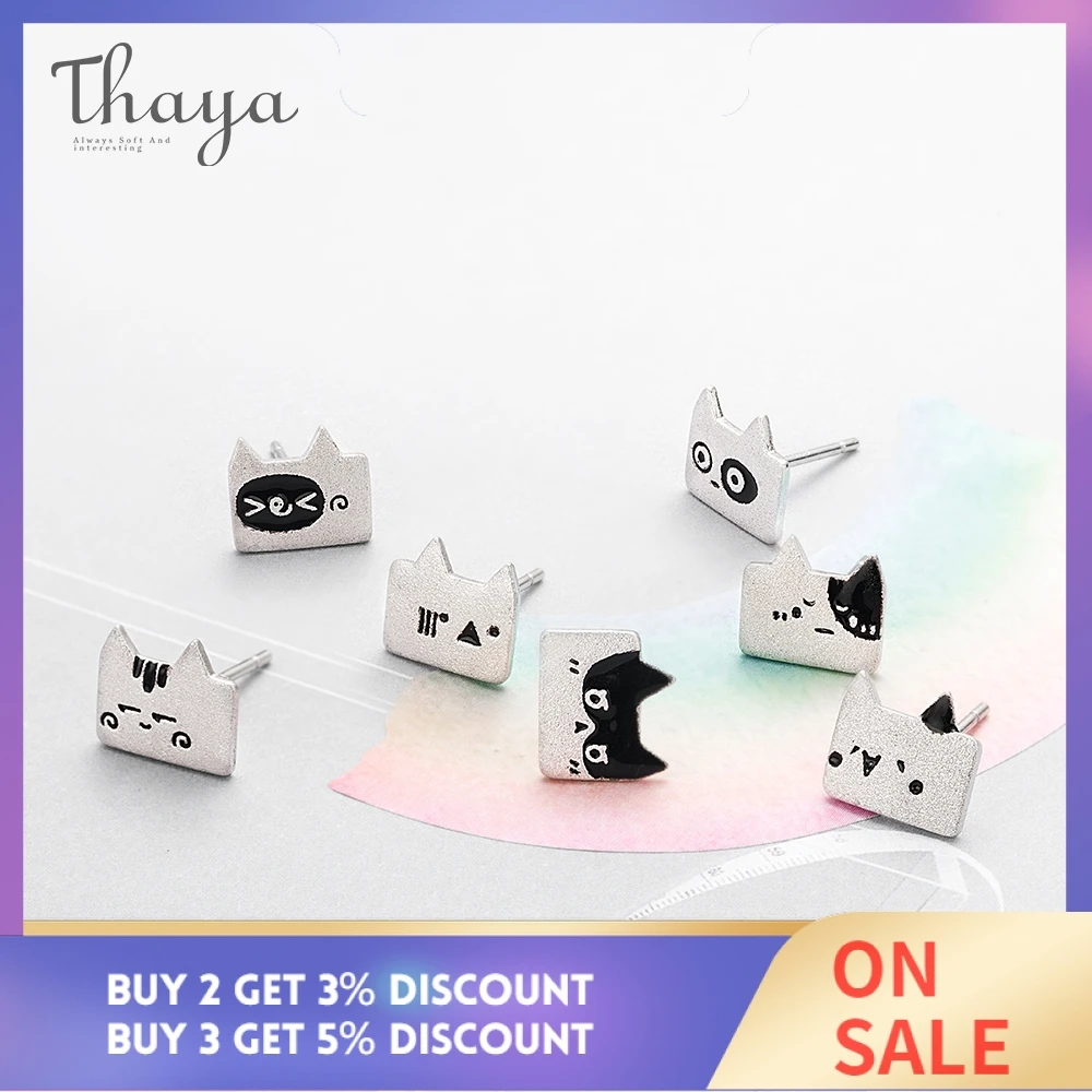 Thaya Expression Cat еженедельная серия S925 серьги-гвоздики животный дизайн для женщин ювелирный подарок