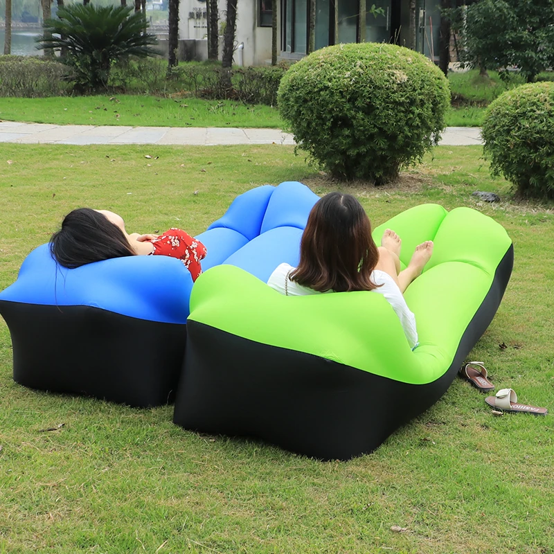 

Hot Sale Fast Fashion Sequins Inflatable Sofa Lazy Bag Sleeping Bag Camping Portable Air Banana Sofa Beach Bed Air Hammock