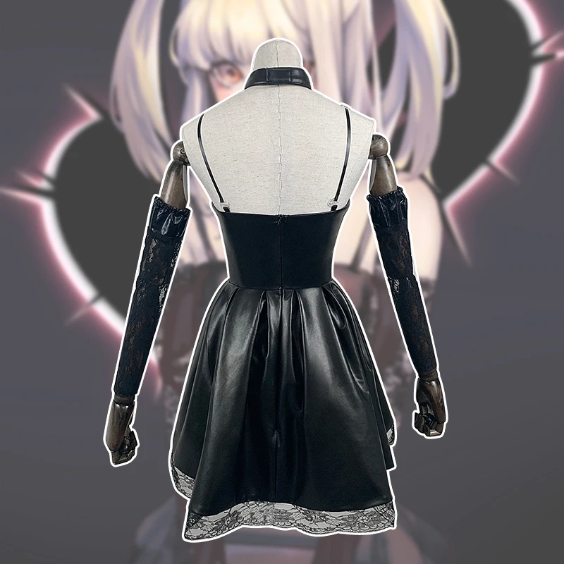 Death Note Cosplay Costume Wig Misa Amane Imitation Leather Sexy Lace Dress+gloves+stockings+necklace Uniform Streetwear |