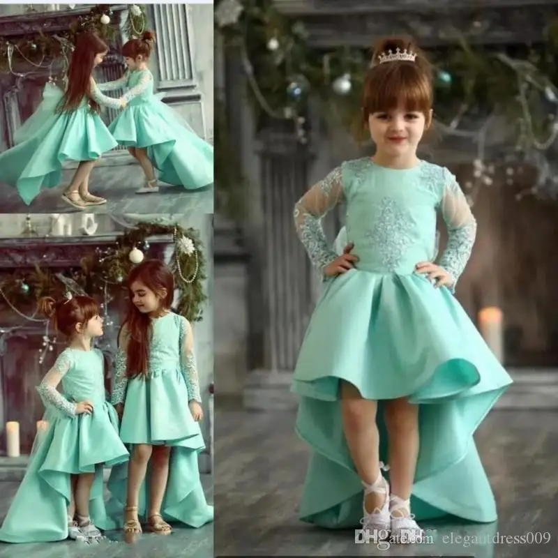 Недорогие красивые пышные платья мятно-зеленого цвета для девочек с длинными