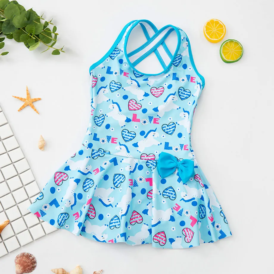 Купальник для маленьких девочек детский слитный купальник с мультяшным рисунком