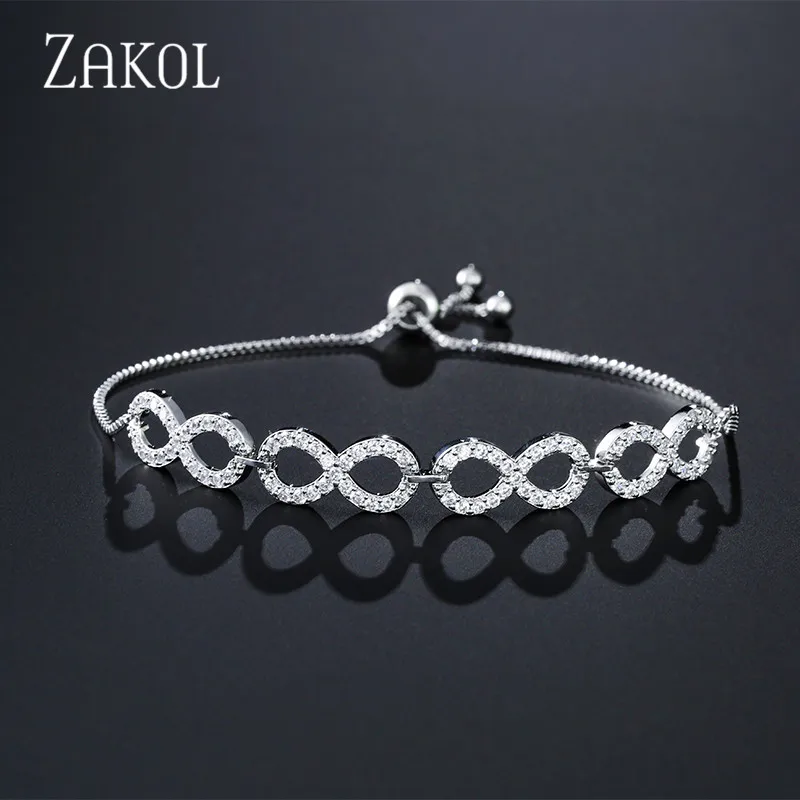 Женский браслет ZAKOL регулируемый на шнурке с кубическим цирконием 8 форм для