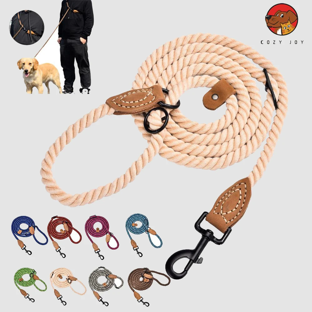 

Multi function high quality pet dog traction rope polyester adjustable training with pet dog traction rope collar one piece rope