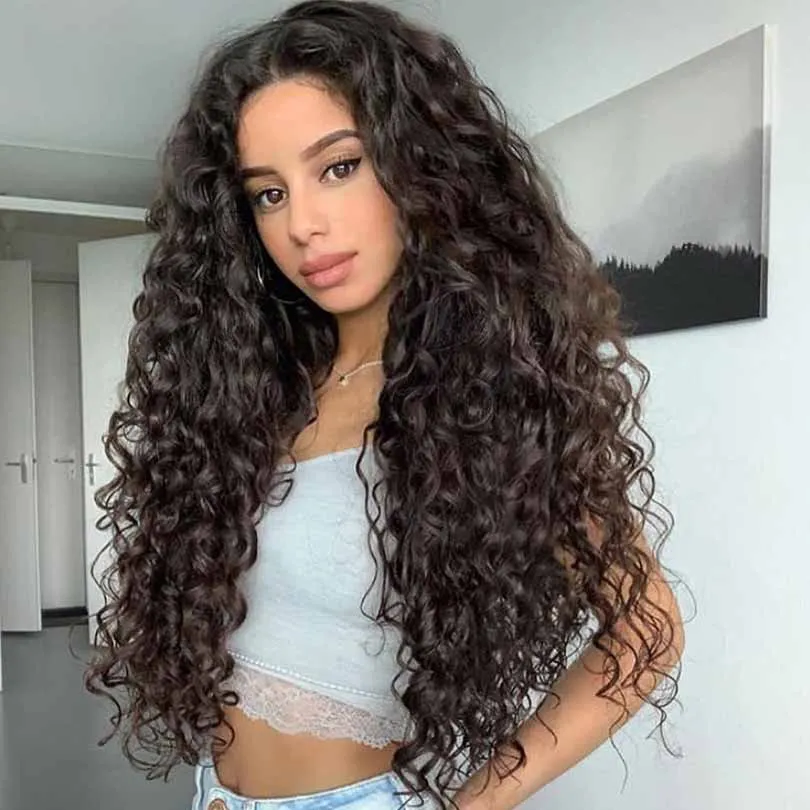 安い ブラジルのremy毛カーリーかつら完全なエンド100% 人毛カーリーuの部分かつら黒人女性中央部200% 密度変態カーリーかつら