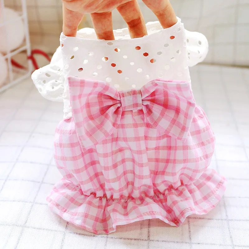 

Pet Clothes For Dog Dress Summer Hollow Fluffy Pink Girl Skirt With Big Bow Puppy Cat Skirt For Small Dogs Chihuahua Clothing XL