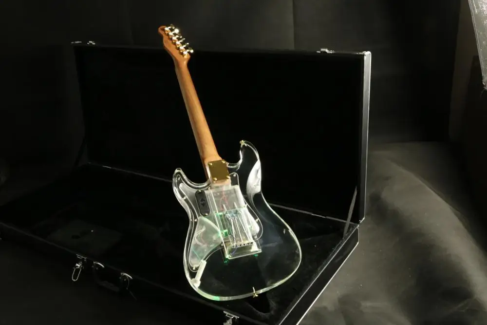 Акриловый корпус st электрогитара ra клен шеи звукосниматели sss рычаг тремоло для